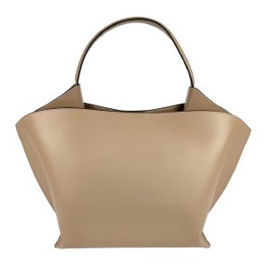 borsa a mano in pelle opaca beige