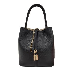 AM12186 Borsa a Mano in Pelle con Lucchetto