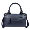 borsa a mano in pelle blu navy