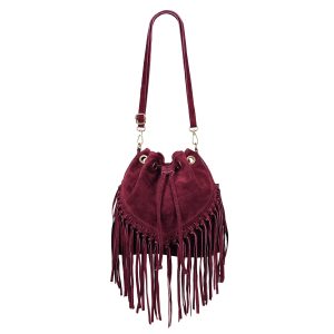 AM9163 Borsa in Pelle Scamosciata con Frange