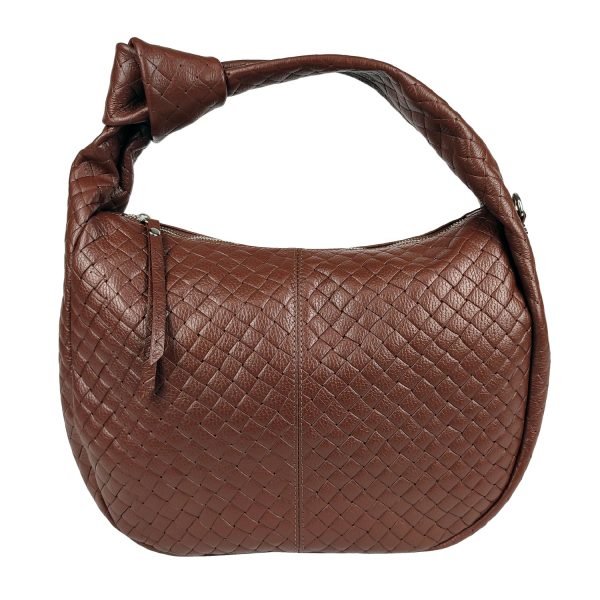 borsa a spalla in pelle marrone