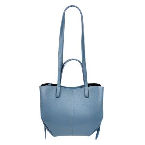 borsa a spalla in pelle blu celeste