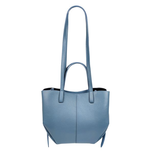 borsa a spalla in pelle blu celeste