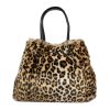 borsa a spalla in eco pelo maculato beige