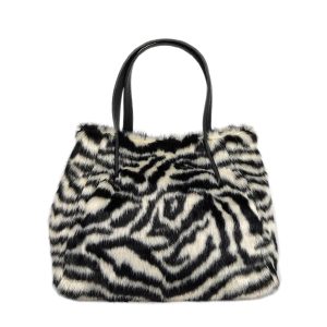 borsa a mano in eco pelo zebrato