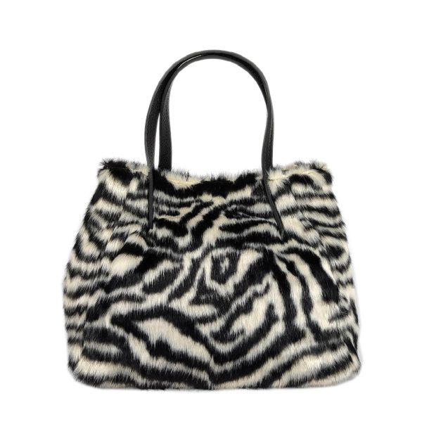 borsa a mano in eco pelo zebrato