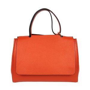borsa a mano in pelle arancione