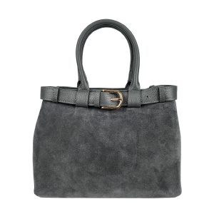 borsa a mano pelle scamosciata grigio