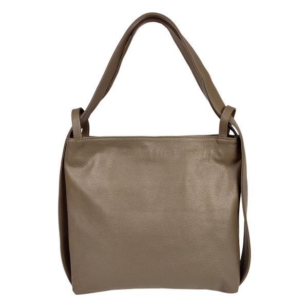 borsa zaino pelle taupe