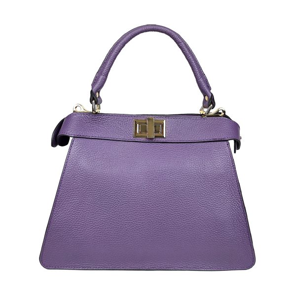 borsa a mano in pelle lilla