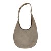 borsa a spalla in camoscio e pelle taupe