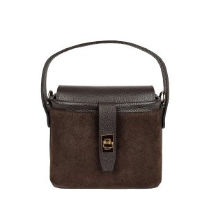 AML693-1 Borsa a Mano in Camoscio e Pelle