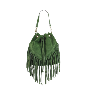 AM12127 Borsa in Pelle Scamosciata con Frange