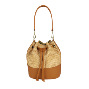 AM12193 Secchiello in Rafia e Pelle